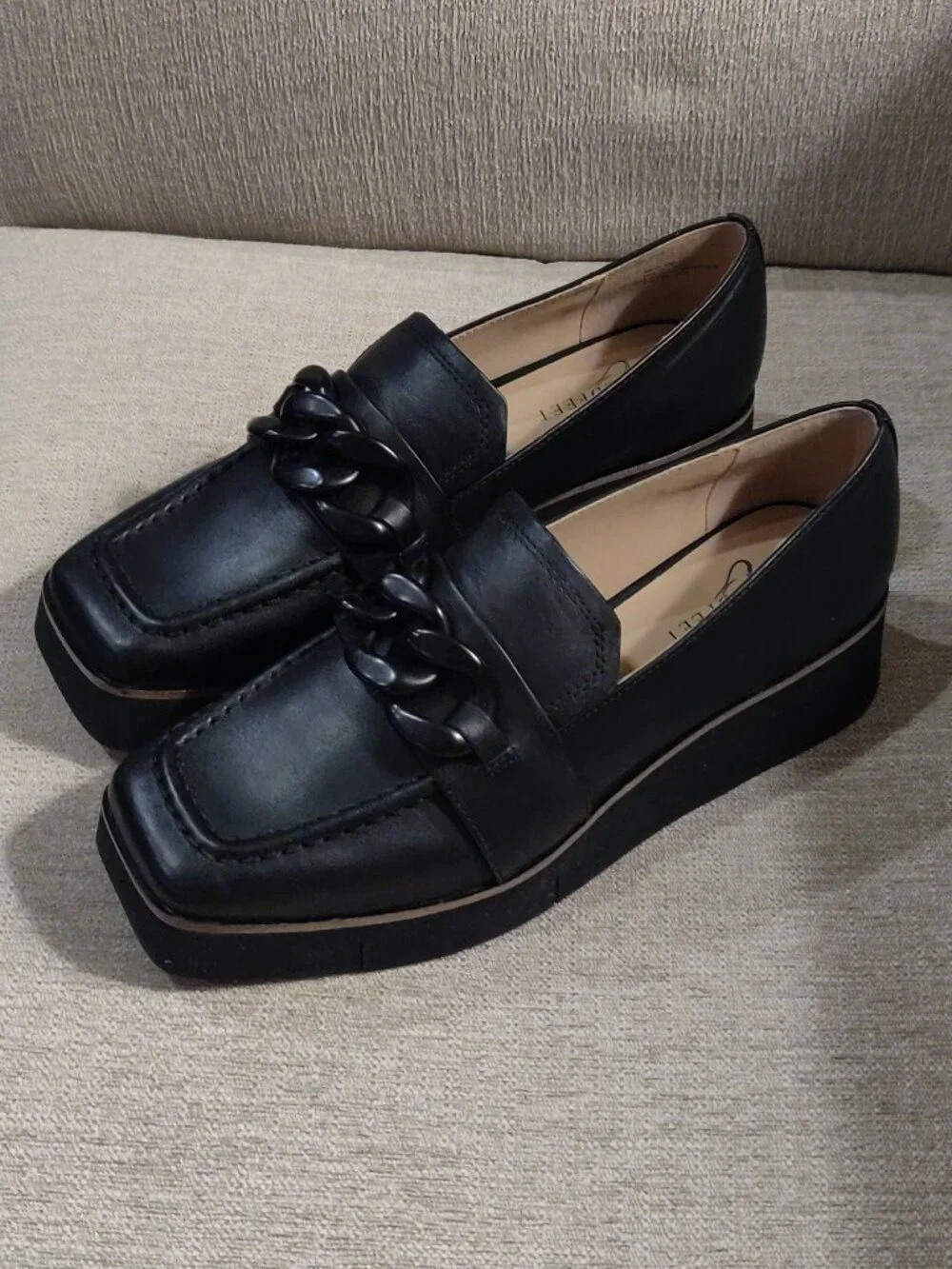 Naked Feet Privy Leather Platform Loafer In Black SIZE US 8